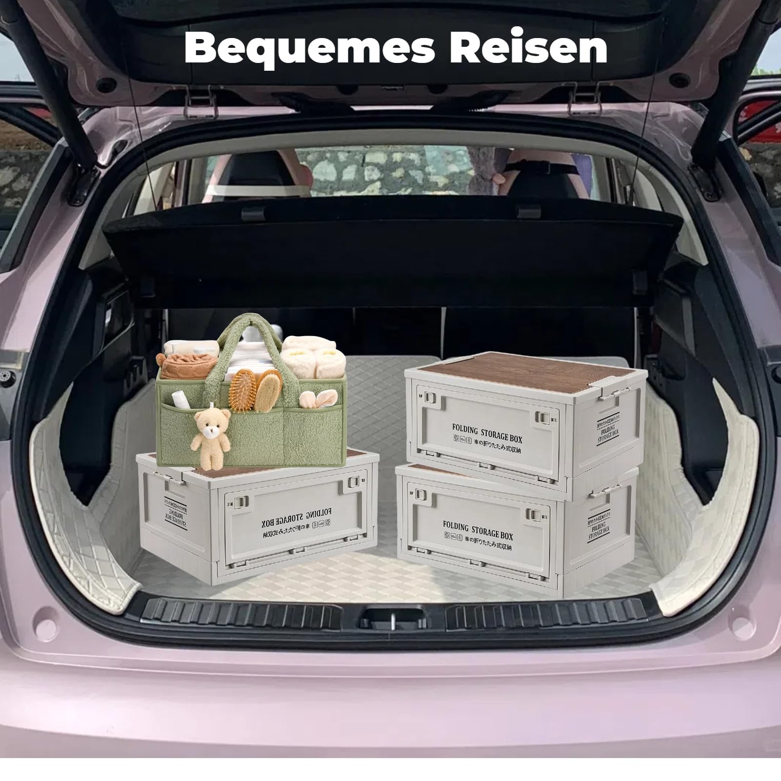 Panier Rangement BéBé, Portable Panier De Rangement Bebe, Langer Feutre Bebe, Compartiment Amovible, Parfait Pour Les Essentiels Du Nouveau-Né, Le Changement Des Couches (A)