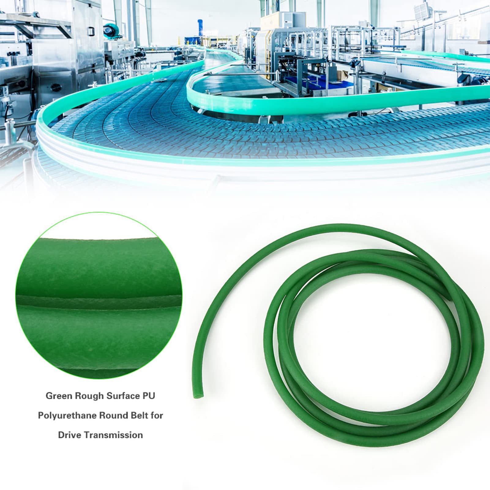 Correa de Poliuretano Verde Rugosa 10 mm para Transmisión, Accesorios de Herramientas Eléctricas