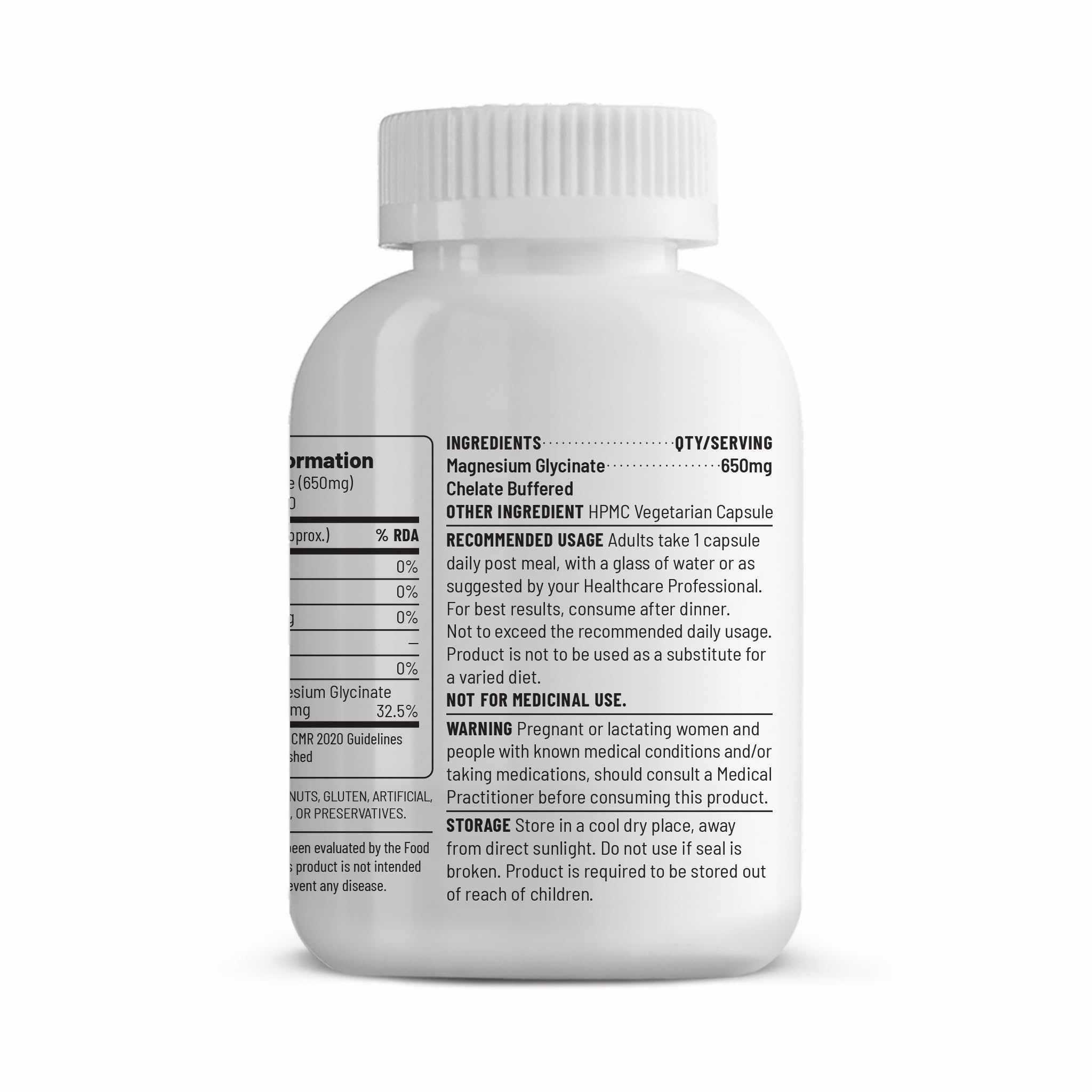 Unived High Absorption Magnesium Glycinate Chelate Buffered - 650mg - 22% Elemental Magnesium - 90 Capsules 1