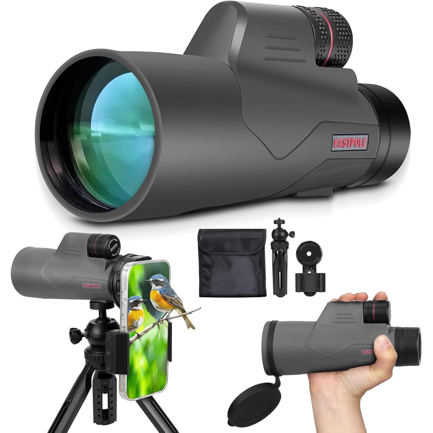 Telescopio monoculare 15X56 per birdwatching, escursionismo, campeggio, osservazione della fauna selvatica, oculare regolabile (15x56)