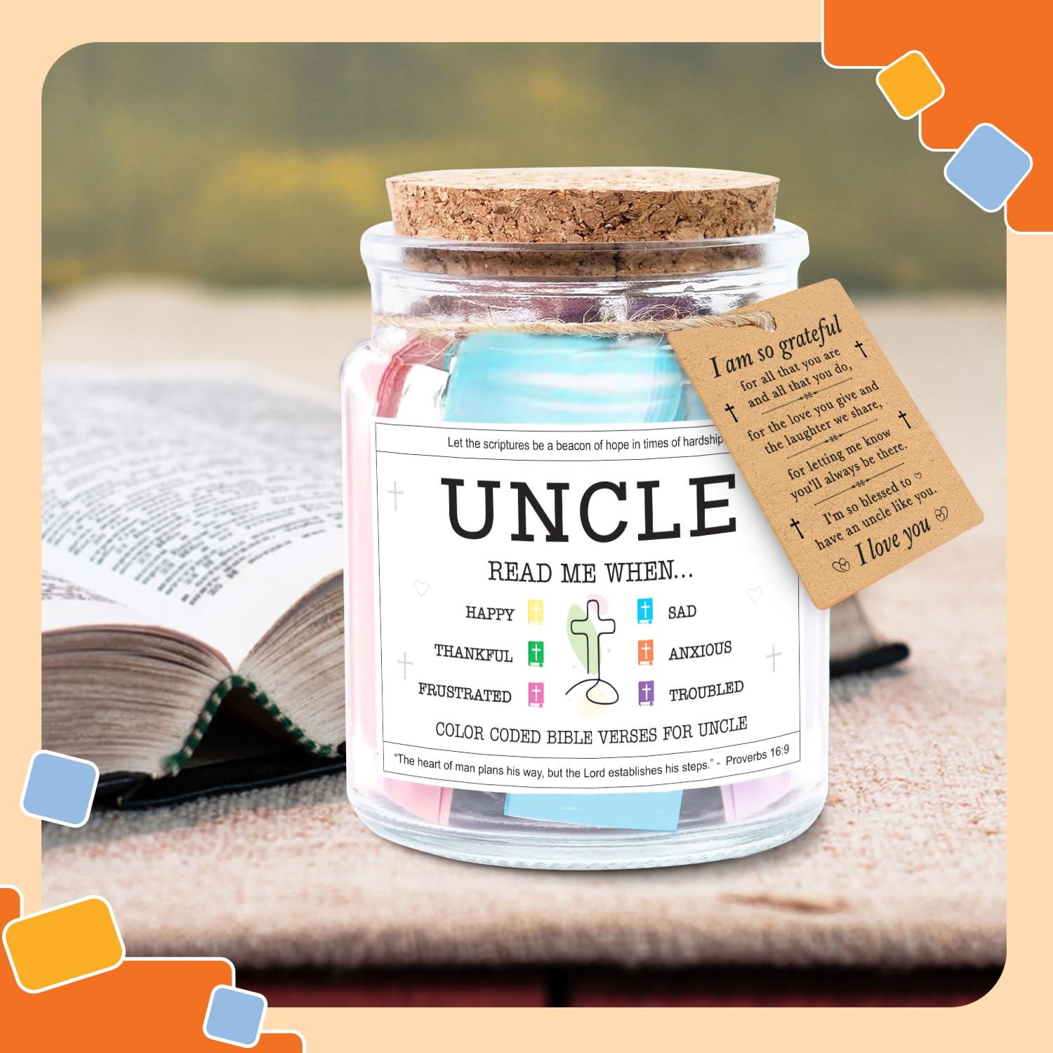 NewEleven Fathers Day Gift For Uncle - Birthday Gifts For Uncle, Funcle - Meaningful Present, Inspirational Gift For Uncles From Newphew, Niece, Kids - Bible Verse Jar
