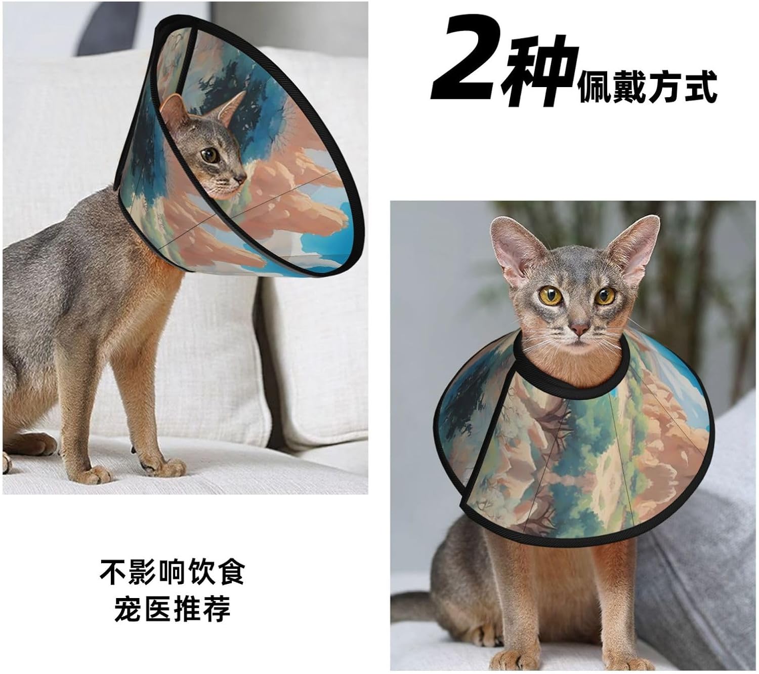 Custom Pet Cones - Unique Design Cat & Dog Cone, Collar for Post-Surgery Recovery, Adjustable Neck Oasisriverflow Large