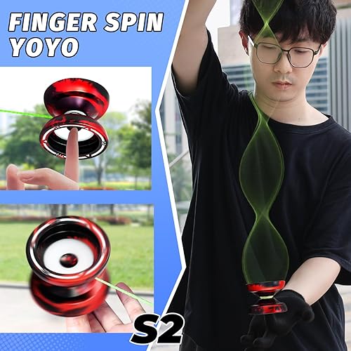 Miniatura 2 de S2 Yoyo de doble propósito para niños, Yoyo profesional con modo sensible y no responde, yoyos de truco de giro de dedos con rodamiento KK