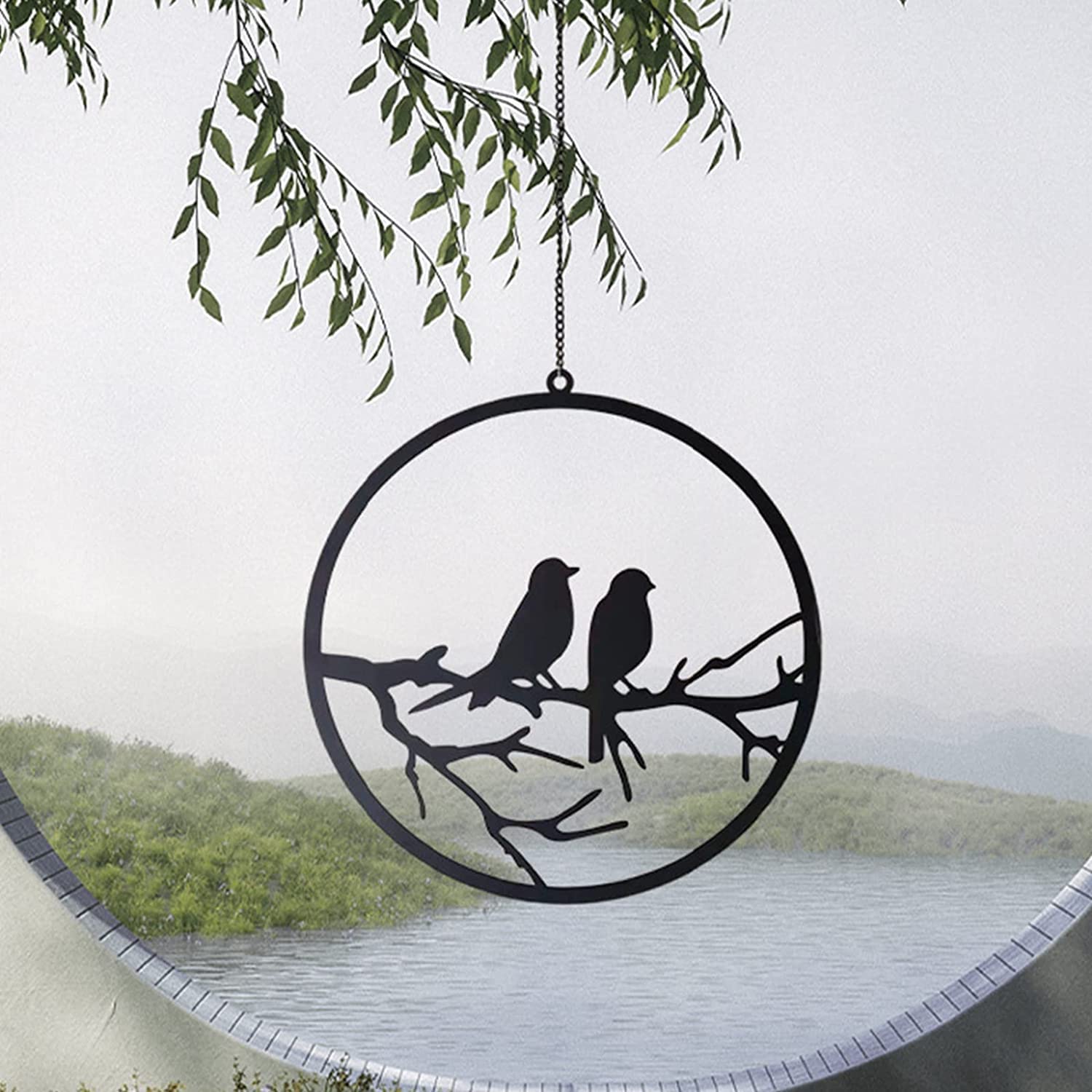 OLOTU Utile Decorazione da Parete per Lo Stile Creativo Scultura da Parete in Metallo Creativo Silhouette Laser Decorazione per Esterni Nera Arte per la casa Non Facile da arrugginire Arte muraria