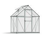 Palram Canopia Mythos 6x4 Silver Greenhouse -TwinWall Polycarbonate, Aluminum Frame, Base Included 6x4 ft Silver
