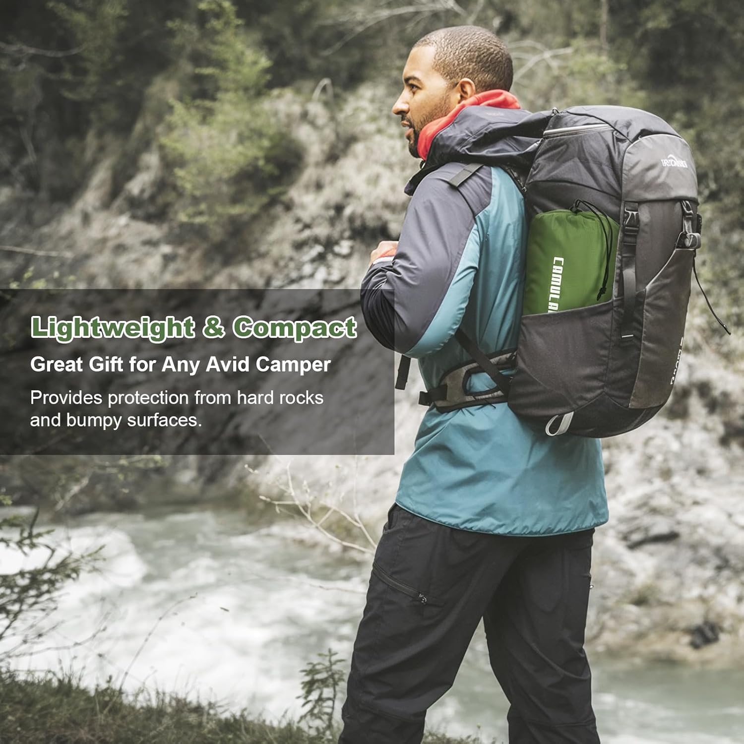 CAMULAND Double Camping Sleeping Pad, 4.7" Ultra-Thick Self Inflating 2 Person Inflatable Mat with Built-in Pillow Foot Pump, Waterproof for Backpacking, Hiking, Tent, RV Travel,Olive Green