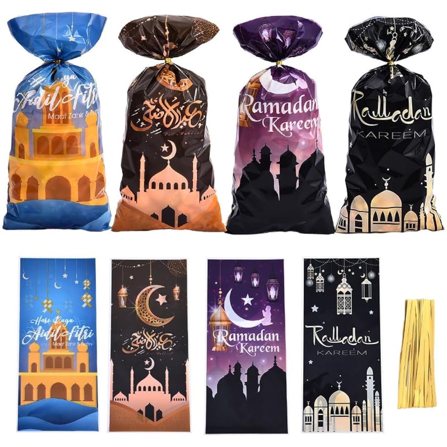 500pcs Ramadan Candy Bags Eid al Adha Treat Bags Party Supplies Favors Gift Candy Bags Package Eid Mubarak Goodie Gift Wrap