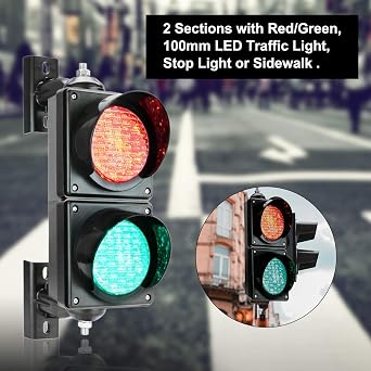BBMI 100mm(4inch) Traffic Light, DC9-36V Red/Green Stop and Go Signal, PC Housing Waterproof IP65 Industrial Cobweb Lens Warning Light.