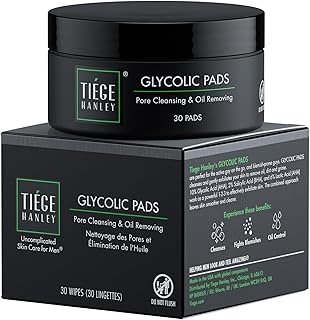 Hanley Glycolic Acid Pads for Men, 1-Pack - Exfoliating Face Cleansing Pads for Forehead, Nose & Cheeks - Men's Daily Skin Care Facial Wipes.18.5% Acid Complex (Glycolic, Salicylic & Lactic)