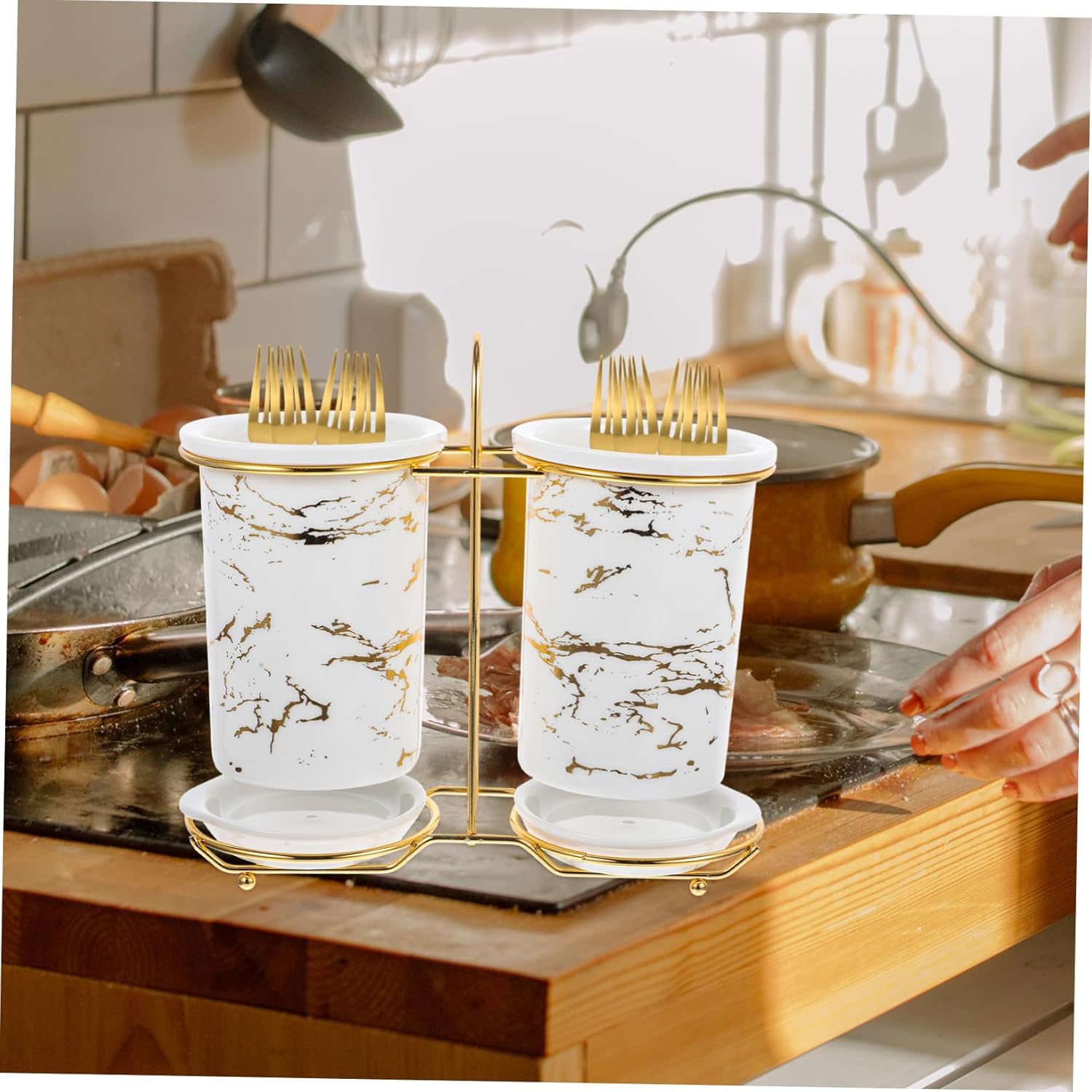 PRETYZOOM Small Light Chopsticks Stand Forks and Spoons Storage Rack Kitchen Organizer