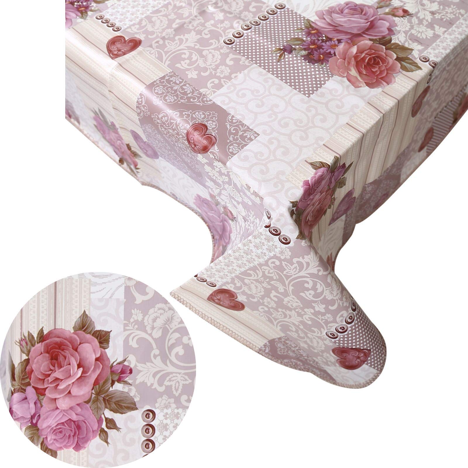 Nappe de Noël - Nappe de Table Flanelle pour Noël, Anti-Tache, Facile à Nettoyer, Nappe Rectangulaire Imperméable pour Noël (140x180 cm) (Rose, 140x140)