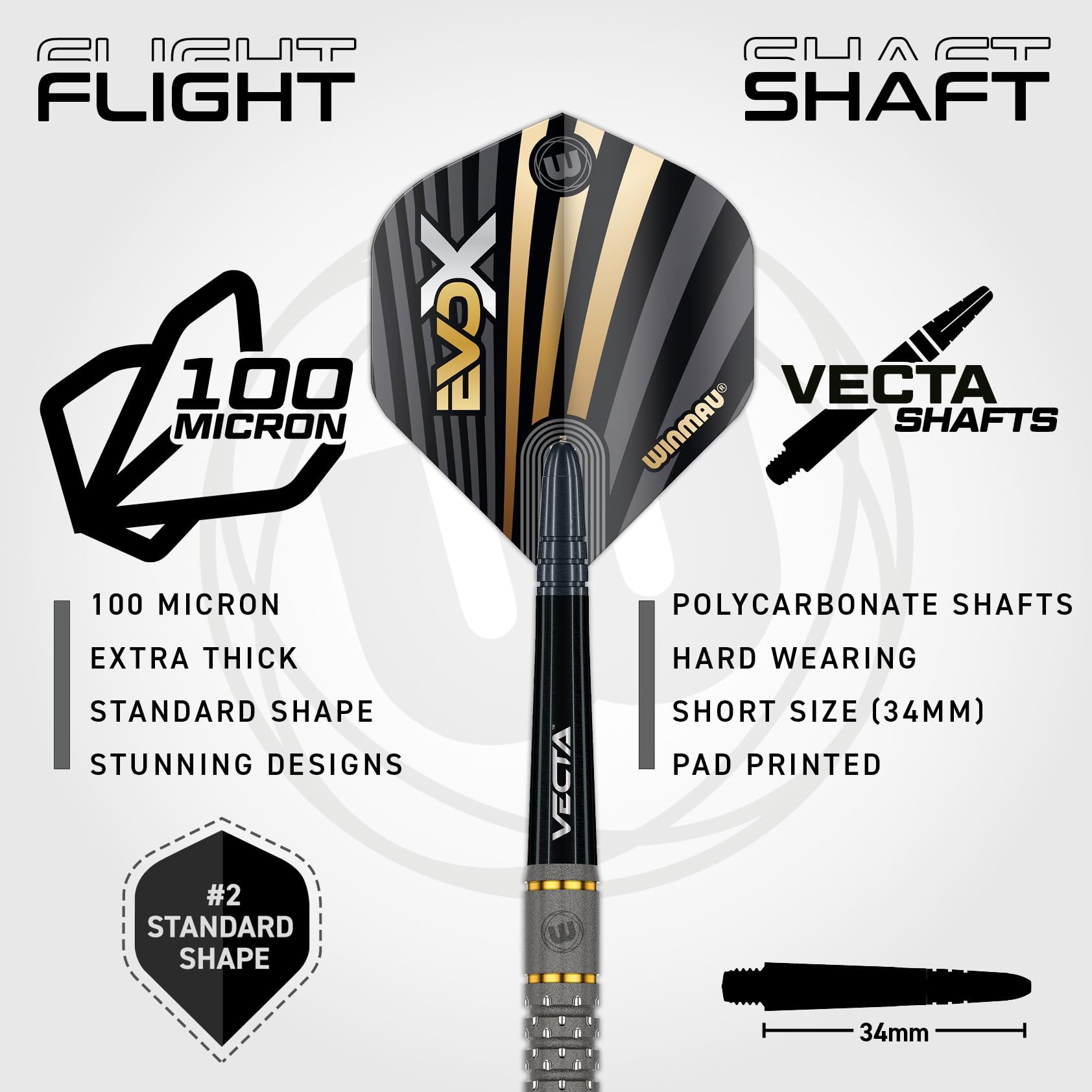WINMAU – Michael Van Gerwen MvG - EvoX Set di Freccette Professionali con voli e steli per Freccette - Disponibile con Punta Morbida da 18 g, Peso Pieno da 20 g e Punta in Acciaio da 21g, 22,5g e 24g