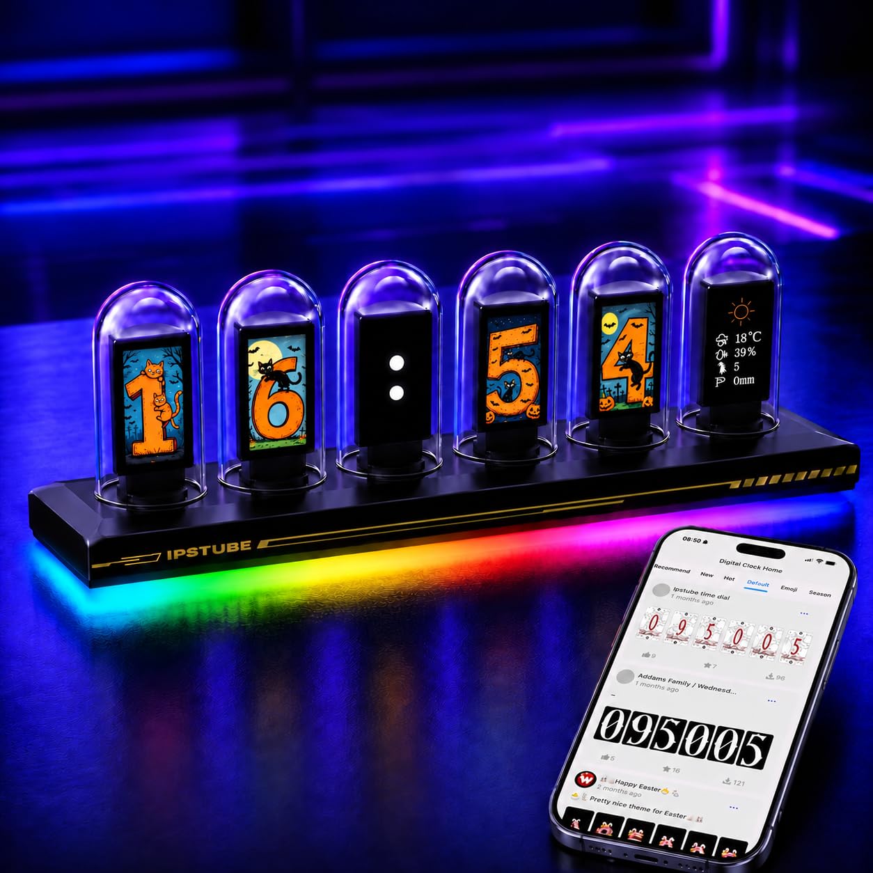 Amazon.com: MOSHOU Nixie Tube Clock, Wi-Fi Sync RGB Digital Desk