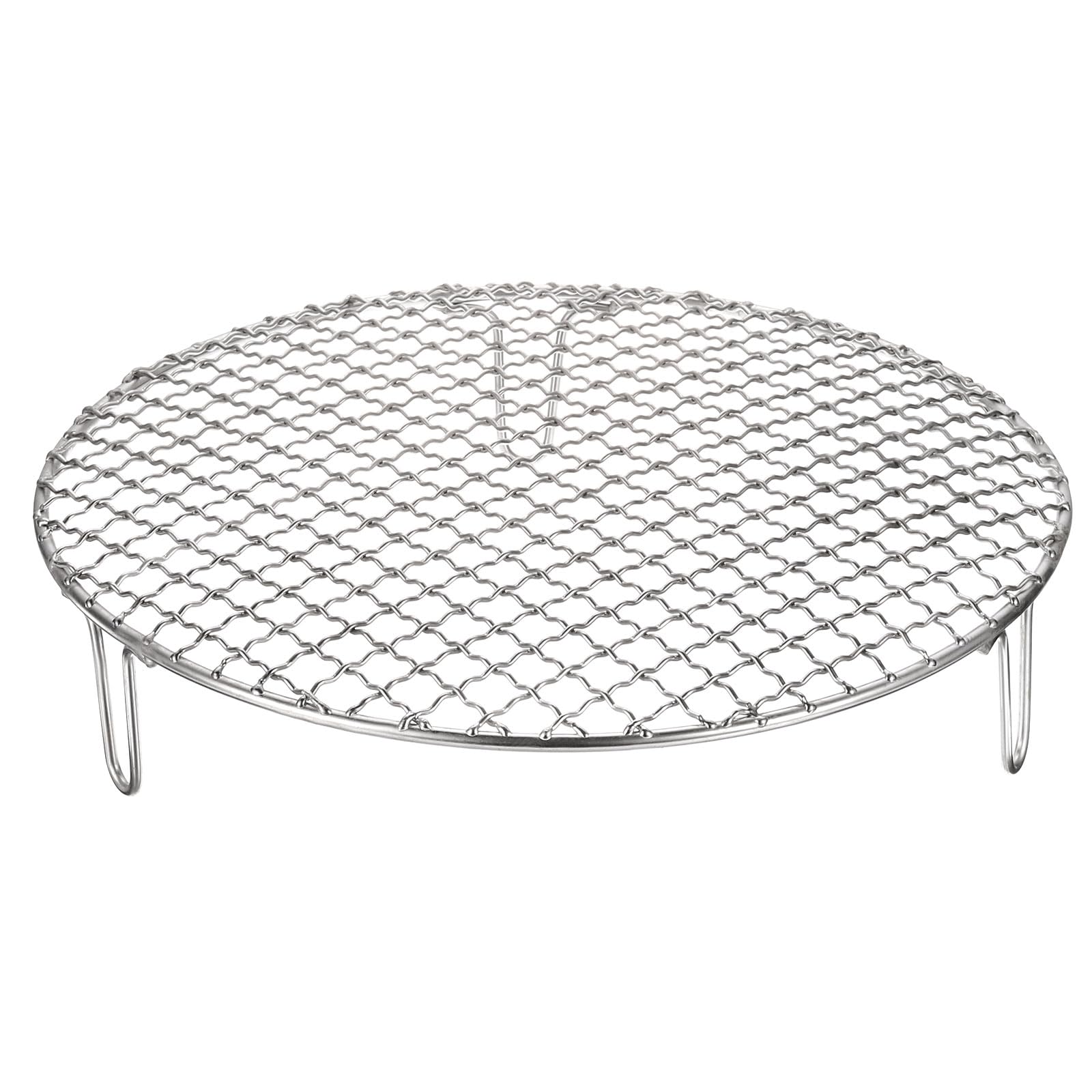 QUARKZMAN Rejilla Redonda de Cocina de Acero Inoxidable de 10.4 Pulgadas con Patas de 50 mm para Parrilla de Barbacoa, Cocinar, Hornear y Vaporizar