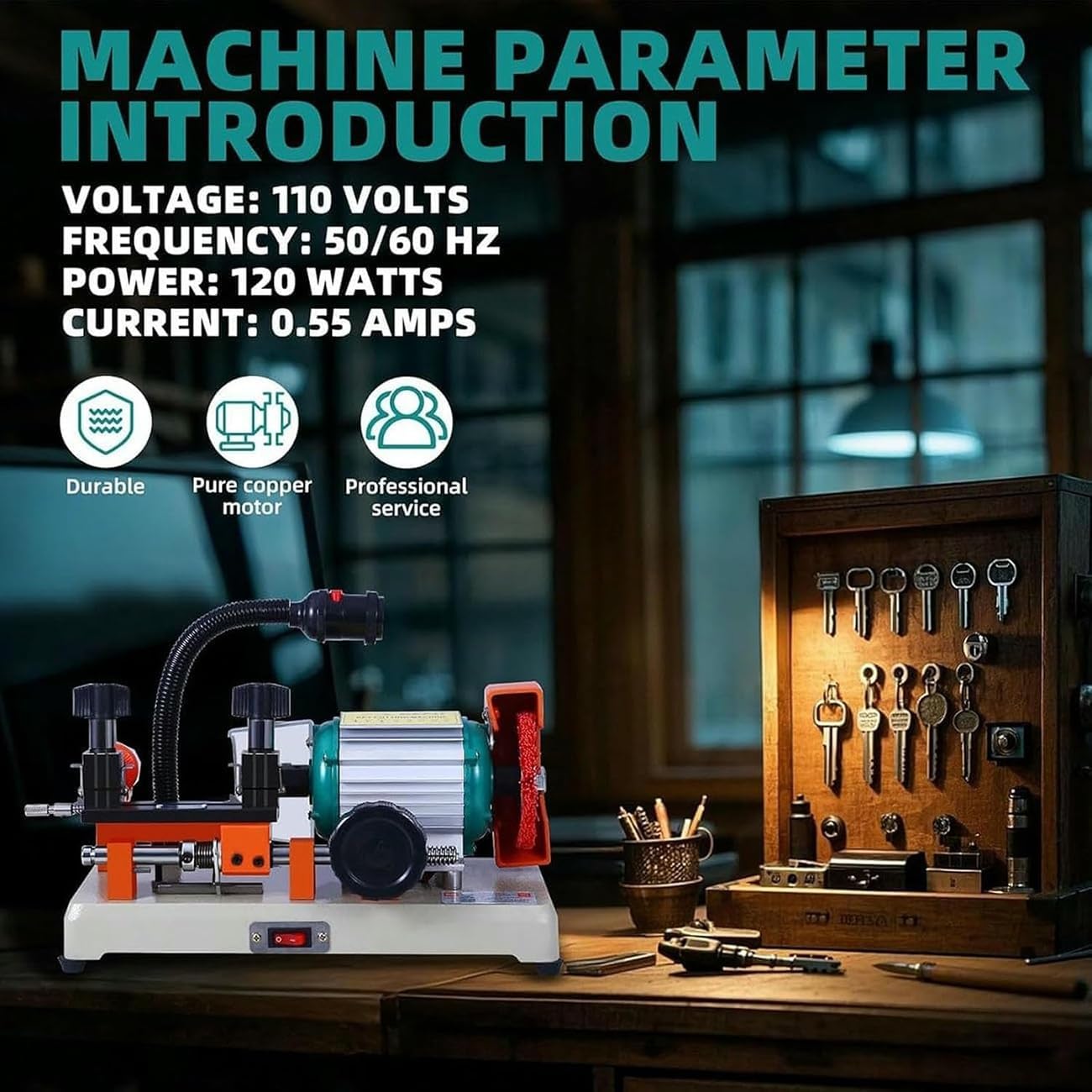 Car Key Cutting Machine With Brush,High Precision Cloner,Double Head Keys Duplicator,120W Key Copy Machine