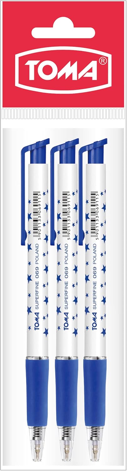 Ballpoint Pen Set - Hand Lettering Pens - Classic Pen with Fineliner Features - Automatic Pens with Thin Tip - Office Supplies Set - 3 Pieces