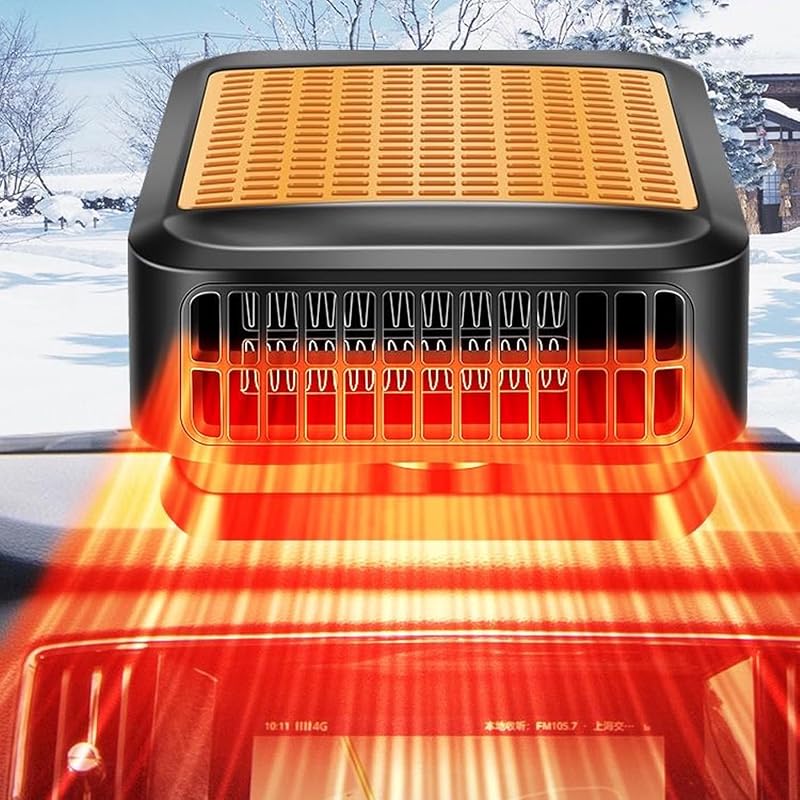 Calentador y descongelador portátil para automóvil - Ventilador de enfriamiento y calentamiento rápido de 12 V y 200 W | Desempañador de parabrisas enchufable para encendedor de cigarrillos, con calentadores de auto portátiles giratorios de 360° para vehículos, SUV y RV