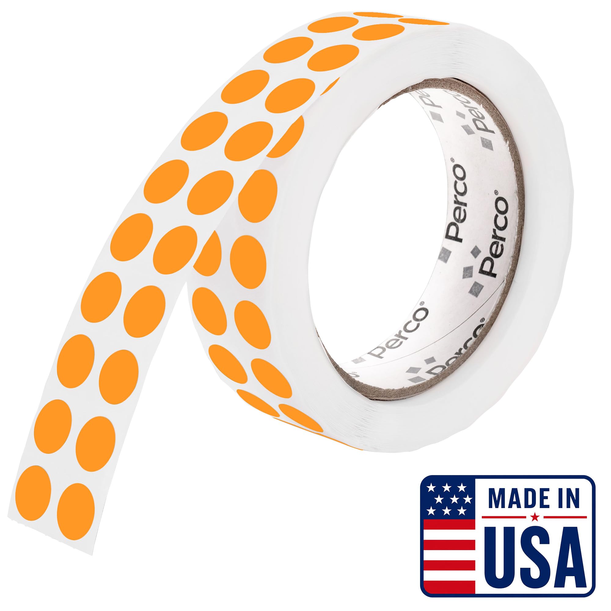 Perco Neon Orange Round Circle Dot Sticker 1/2-Inch Labels with Easy-Tear Perforation, 3,000/Roll - Events, Tasks for Priority Flags, Urgent Marking &amp; Action Labels, Strong Adhesive—Made in USA