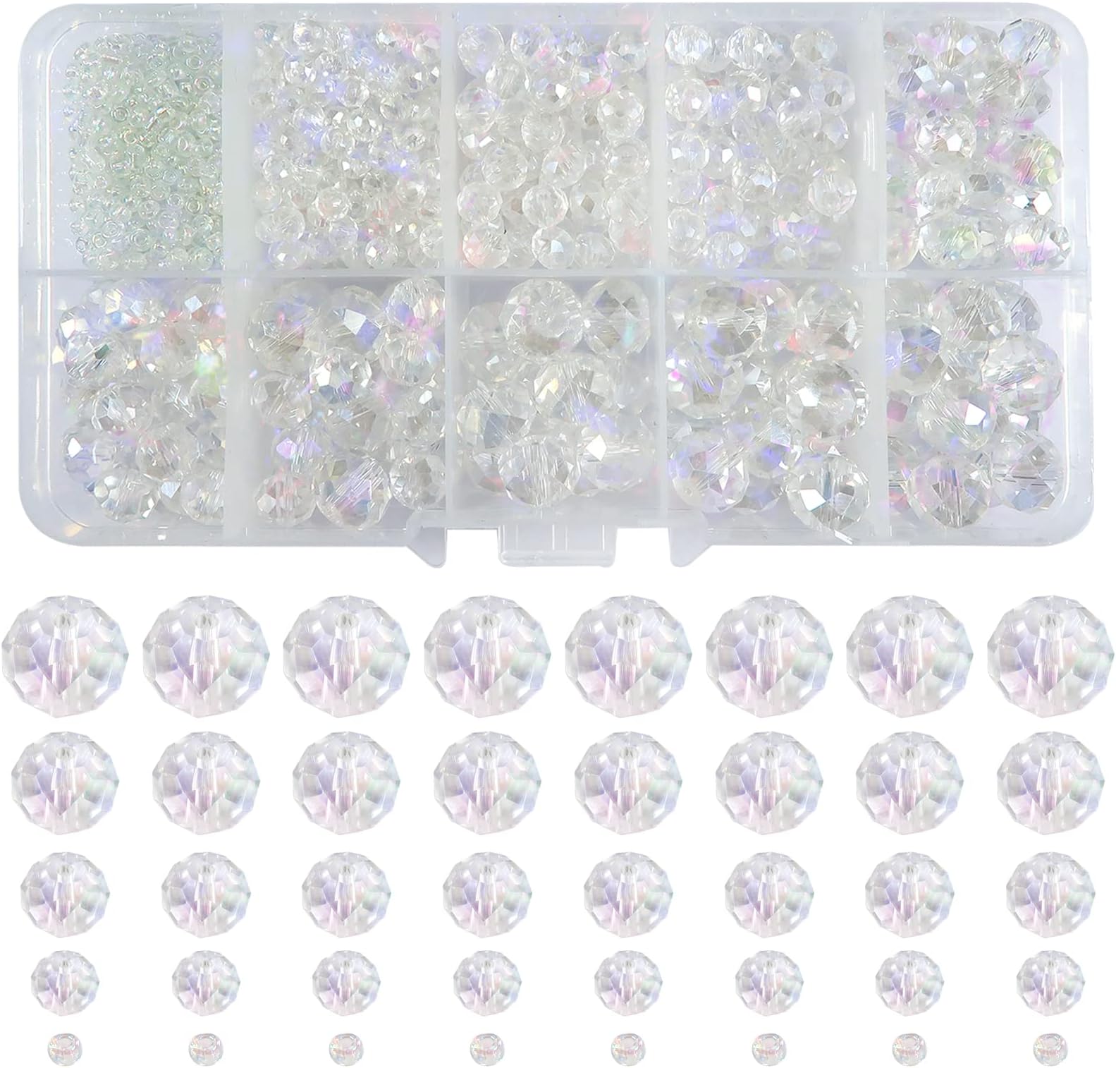 600 Perles De Cristal à Facettes 8 Mm - Multicolores - Pour DIY Bijoux (Bracelets, Colliers, Boucles) - Lot De Création