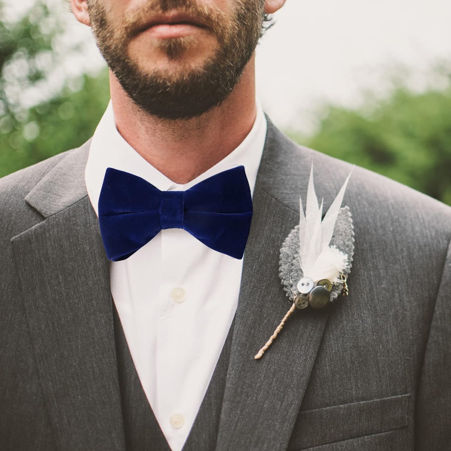 Bow Ties for Men Pre-Tie Bow Ties Vintage Tuxedo Velvet Bow Ties Cufflinks Pocket Square Sets With Gift Box - Image 9