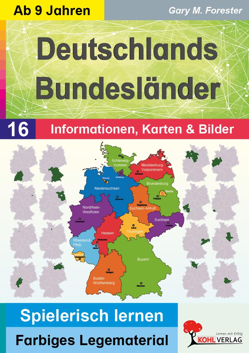 Deutschlands Bundesländer Legematerial Legestern Montessori Erdkunde Sachunterricht Grundschule Sekundarstufe Klasse 4 5 6 7 8 | Wappen Hauptstädte ... (Montessori-Reihe: Lern- und Legematerial)