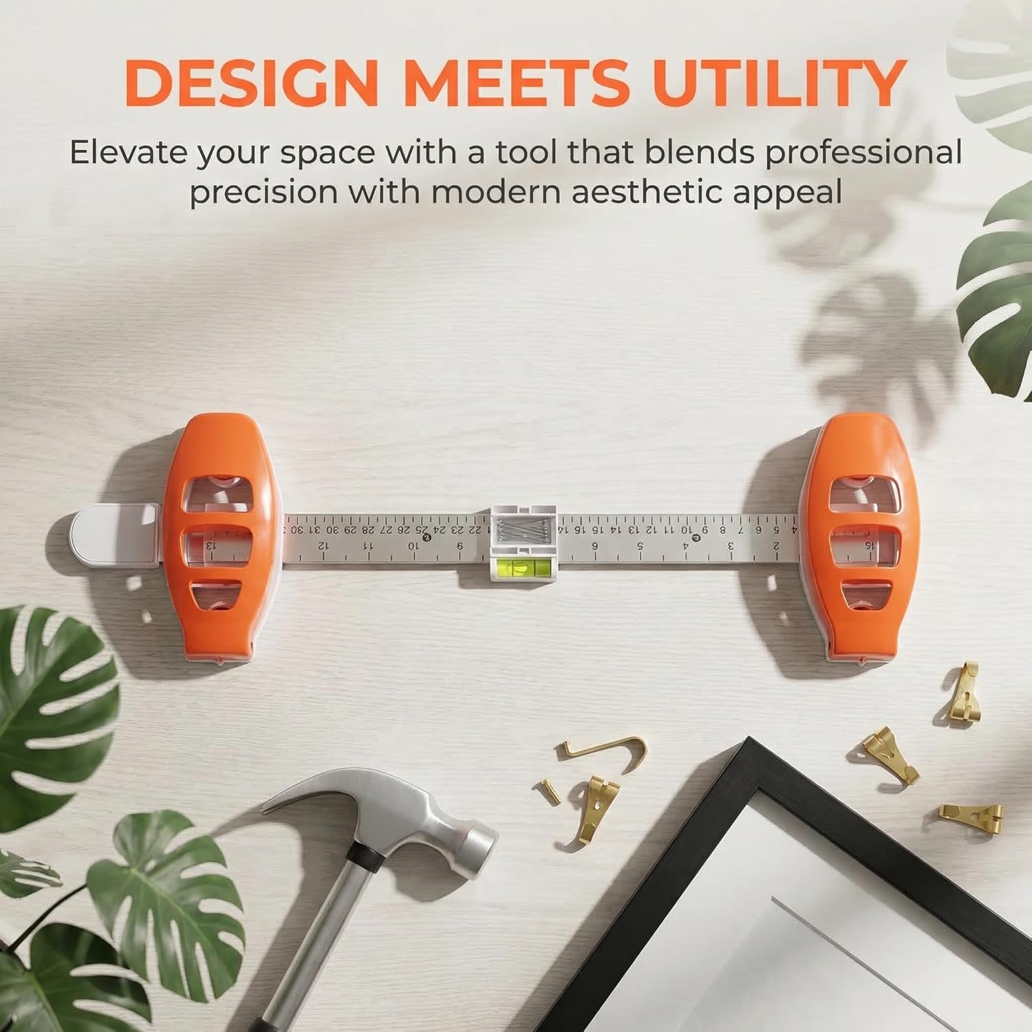 Picture Hanging Level Tool, Sturdy ABS Material Frame Positioning and Alignment Ruler with Built in Level for Accurate Hook Marking Wall Decor