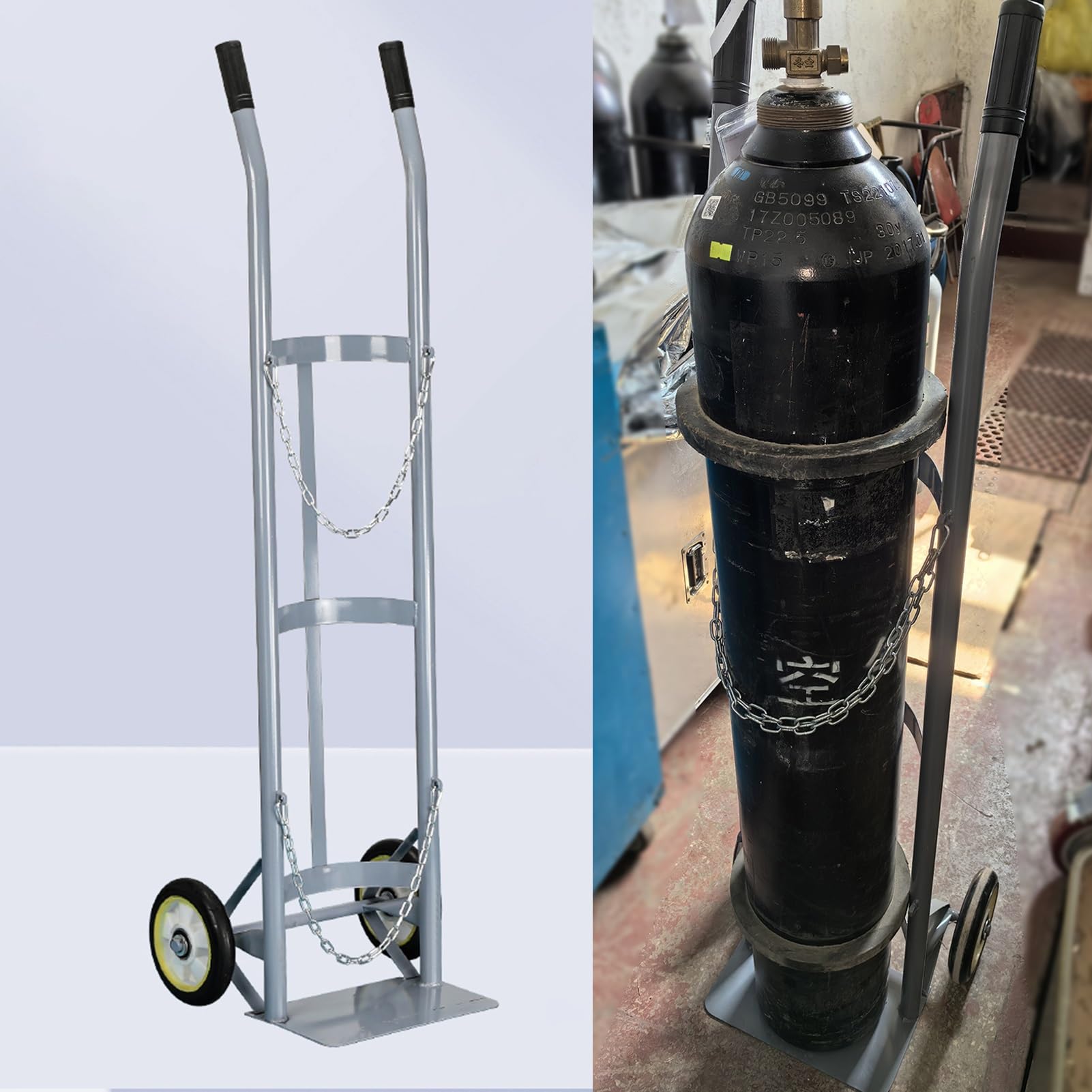 Support de bouteille d'oxygène avec roulettes pour déplacer vos charges lourdes sans effort