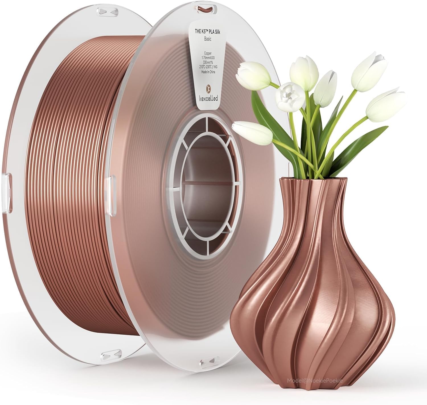 kexcelled Silk PLA Filament 1.75mm Metal Copper 3D Printer Filament Silk & Metallic Shiny Glossy Surface,1kg Spool (2.2lbs),Fit Most FDM Printer, Non-Tangling,Clog-Free