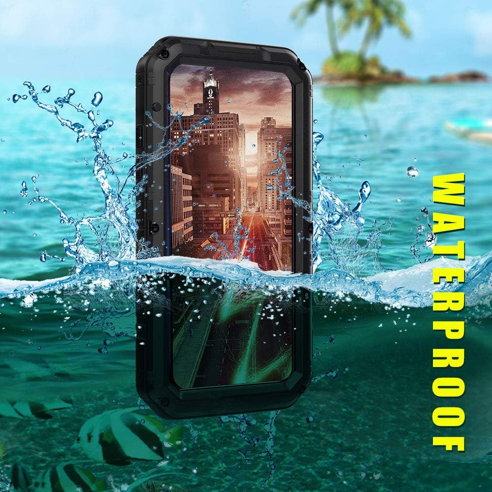 Product Deal Mitywah Shockproof Case Compatible with iPhone XR, Waterproof Full Body Protective Cover Built-in Screen Protection Armor Military Defender Heavy Duty Metal Shell with Impact Resistant Bumpers, Black