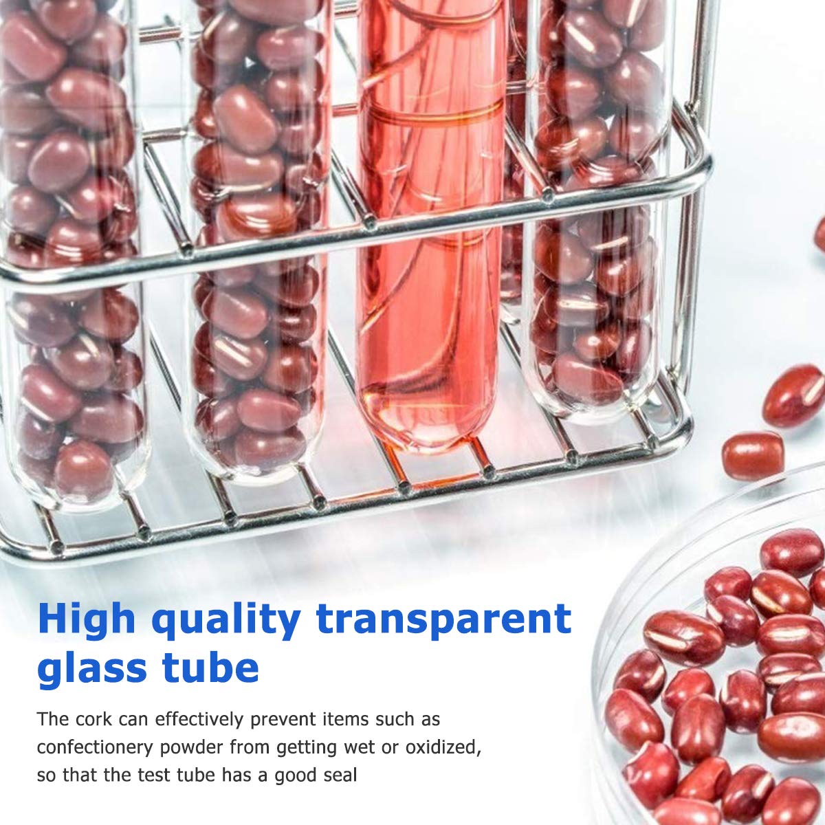 Tubos De Ensayo Vacíos Transparentes Con Tapa, 10 tubos de ensayo de vidrio transparente con corcho for experimentos científicos, suministros de laboratorio