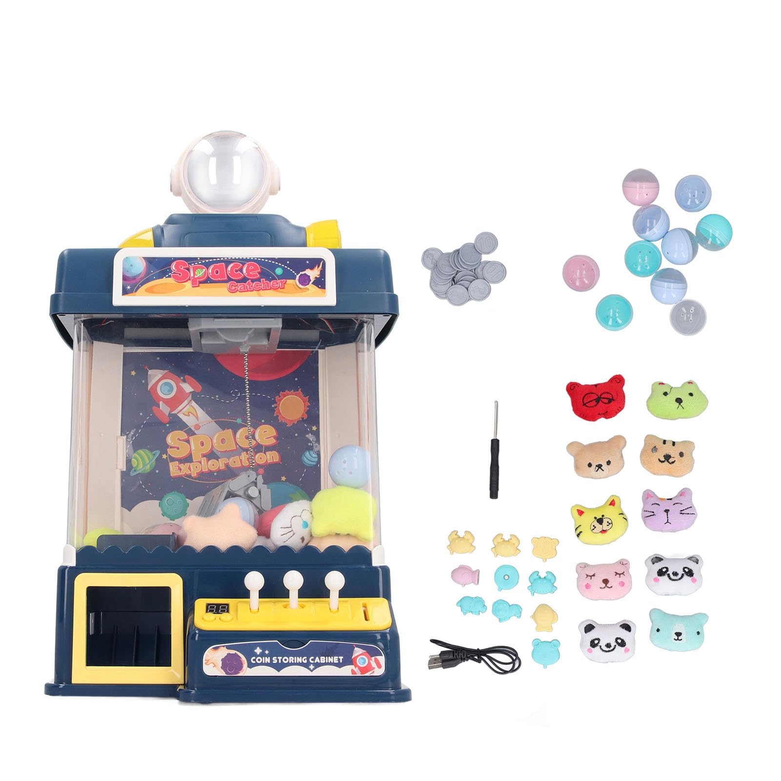 Schimer Mini Máquina de Garra Compacta y Divertida Grabber de Juguete con Efecto de Sonido para Niños Juego Interactivo Plástico 1 Unidad (Azul Oscuro)
