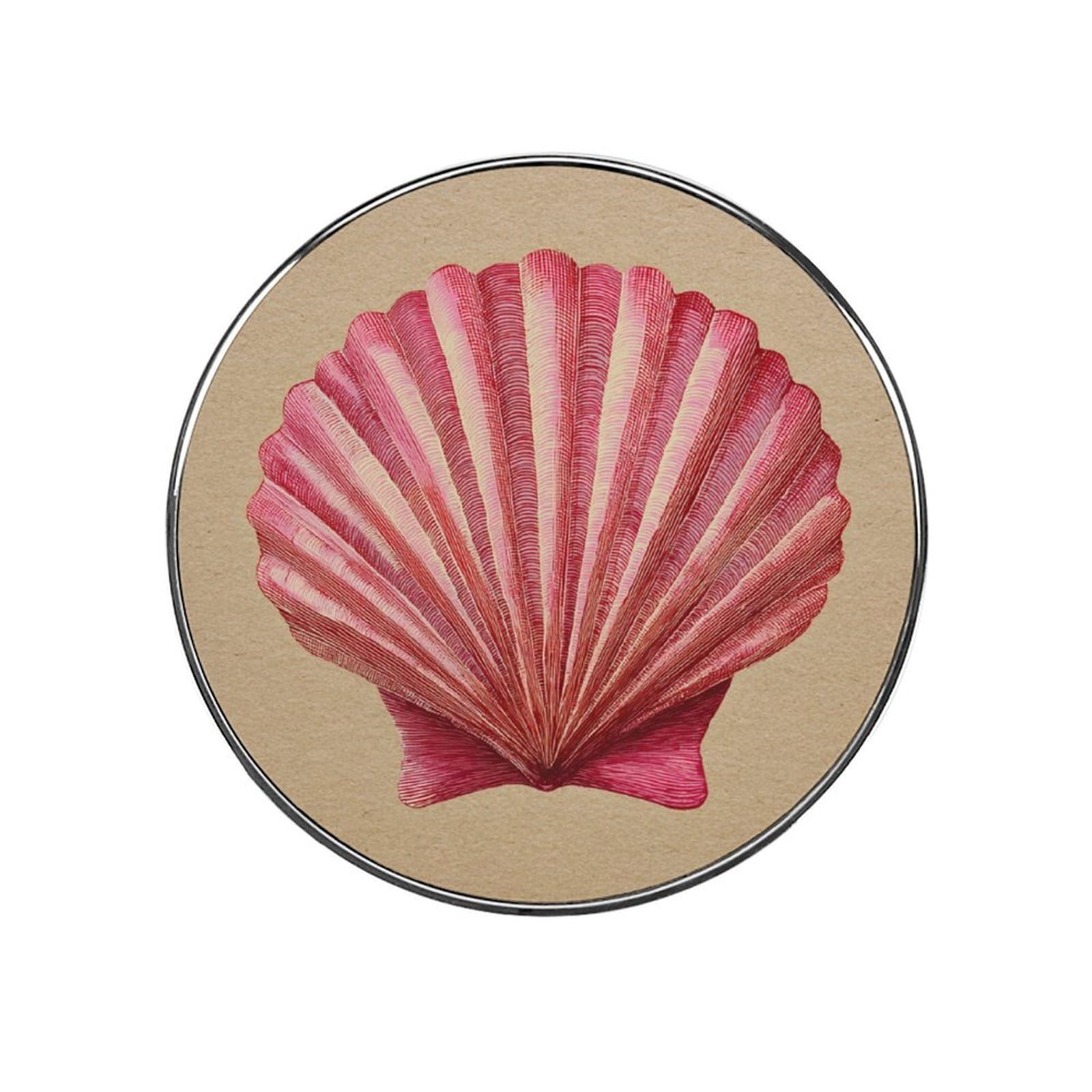 Stylized Pink Scallop Shell Fridge Magnets DIY Art Round Magnetic Refrigerator Sticker for Home Kitchen Car Garage Decor