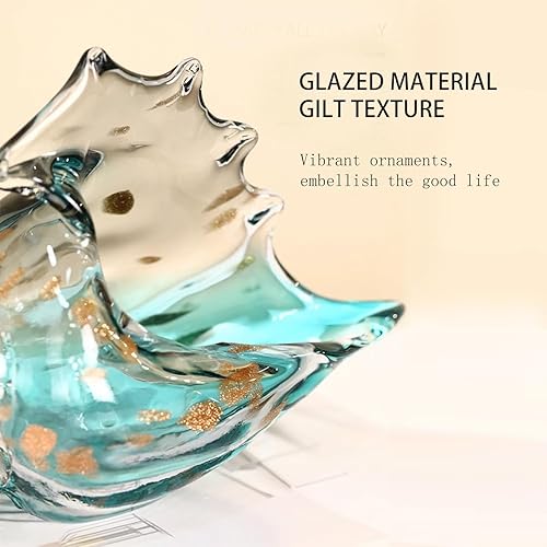 Miniatura 11 de Concha de vidrio soplado a mano, adorno grande, caracola, simulación, concha grande, sultura, decoración costera del hogar, conchas marinas, A