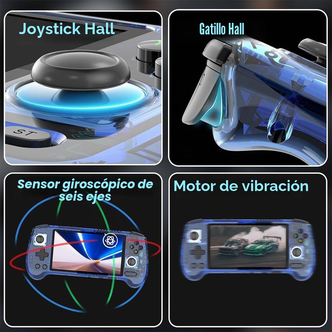 RG556 - Consola de Juegos Portátil Retro de 128G Con 4000 Juegos, Android 13 Unisoc T820 de 5.4 Pulgadas, Pantalla AMOLED Compatible Con WiFi Para Adultos y Niños (4+128G) - Con Funda