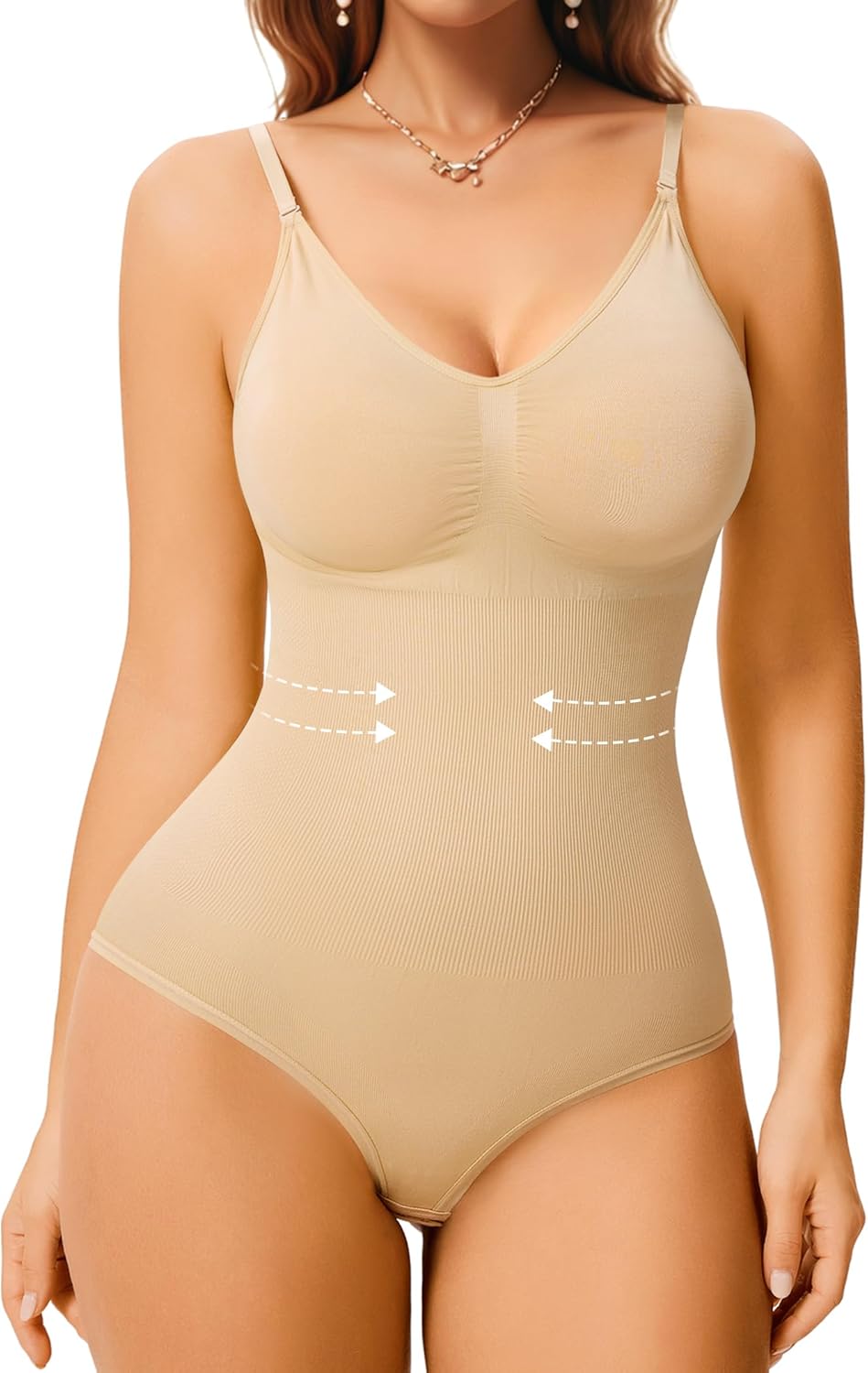 Irisnaya Women Slimming Bodysuits Shapewear Tops Tummy Control Body Shaper Spaghetti Strap Camisole Leotards Bodycon Jumpsuit - Image 2