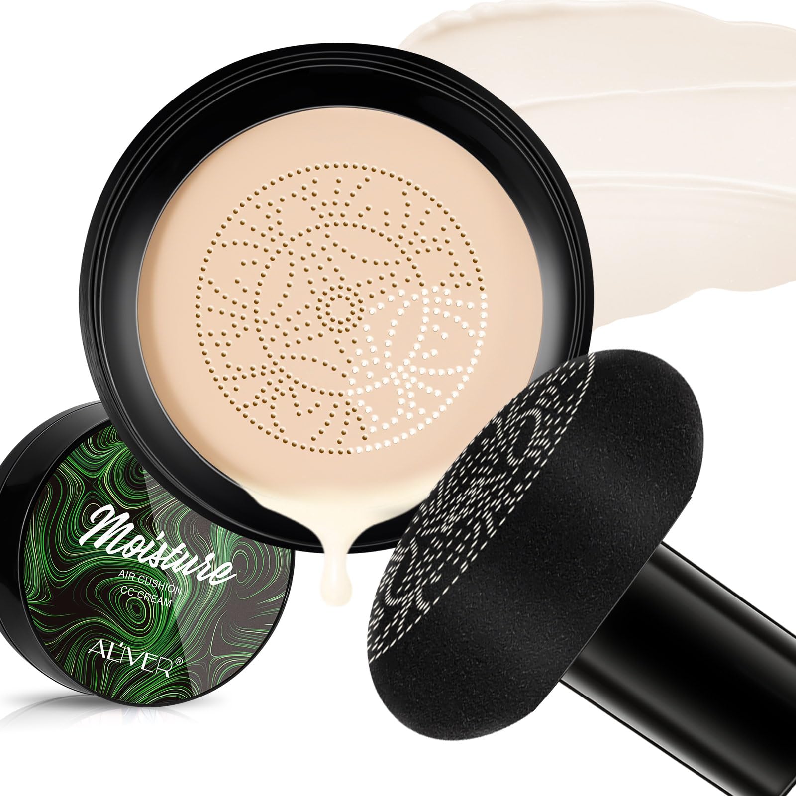 Air Cushion CC Cream Mushroom Head Foundation, SuperThinker Moisturizing BB Cream Makeup Long Lasting Matte Concealer (Ivory White)