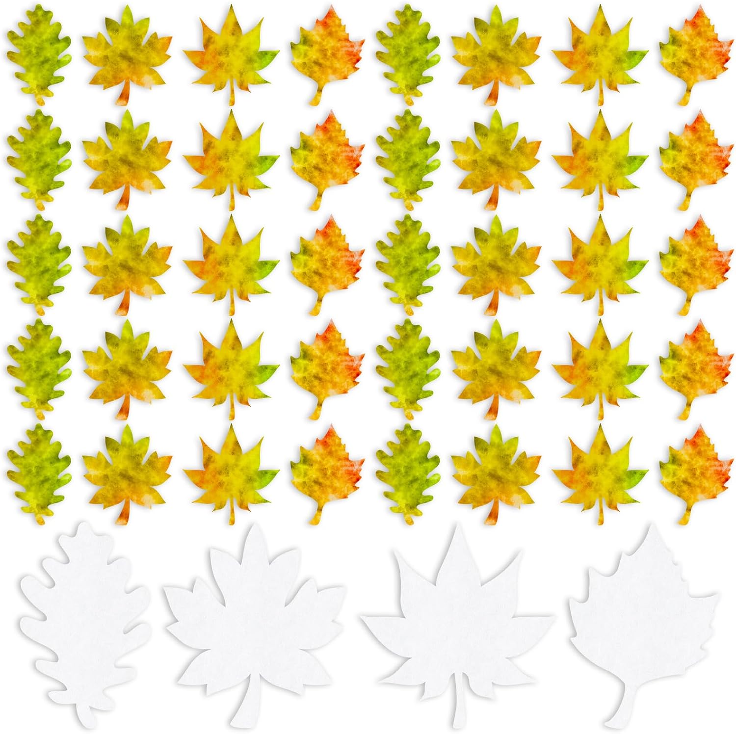 Watersay 100 Pcs Color Diffusing Paper Leaves Fall Color Diffusing Watercolor Crafts Maple Leaf for Fall Classroom Bulletin Board Decorations Autumn Arts and Crafts, 4 Styles