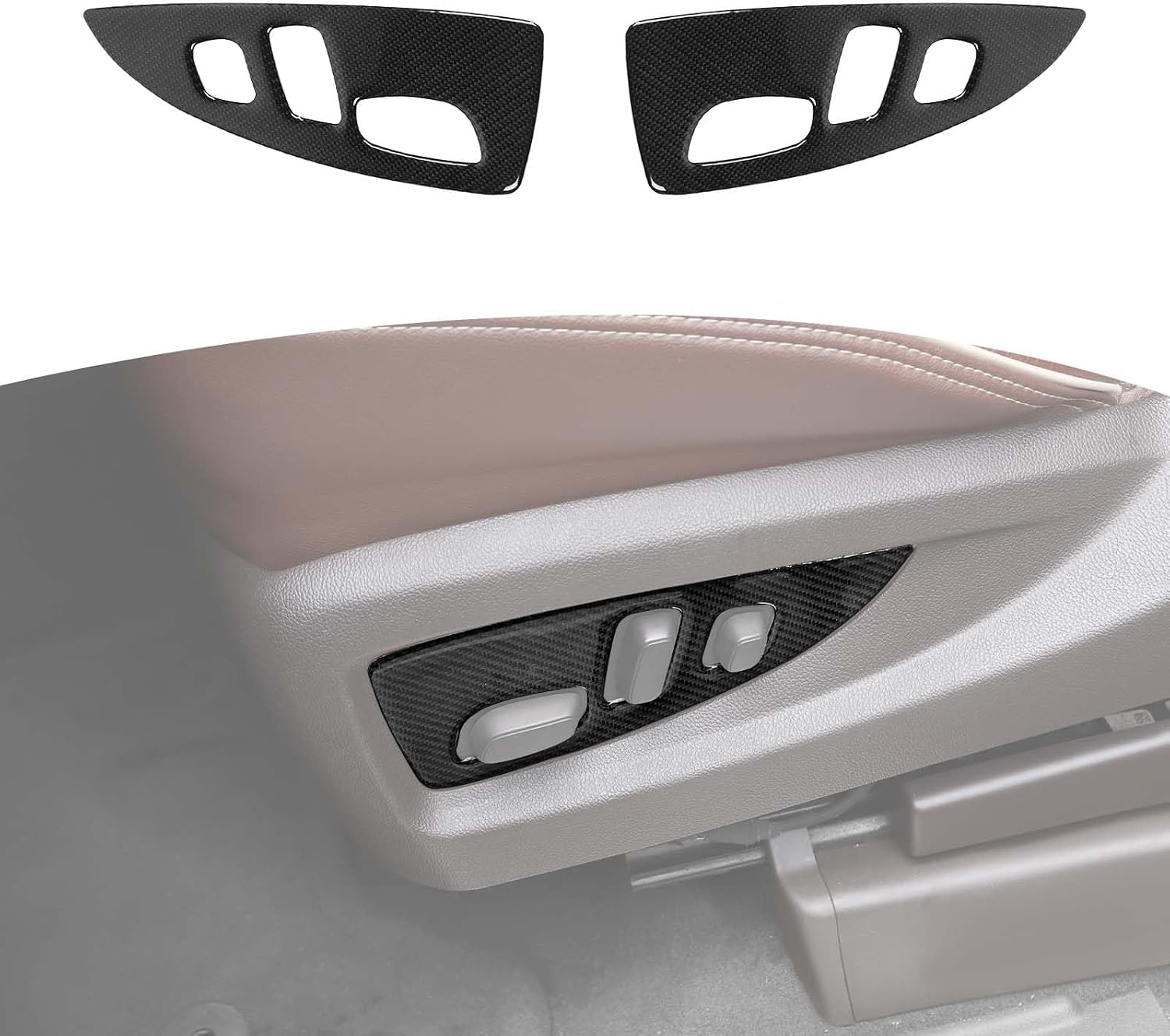 RT-TCZ for Silverado Power Seat Switch Panel Cover Trim for Chevy Silverado GMC Sierra 2014-2018 Black Soft Carbon Fiber Interior Accessories 2pcs