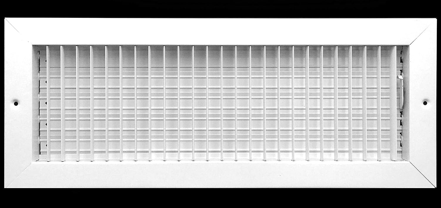 18"w X 6"h Adjustable AIR Supply Diffuser - HVAC Vent Cover Sidewall or Ceiling - Grille Register - High Airflow - White [Outer Dimensions: 19.75"w X 7.75"h]