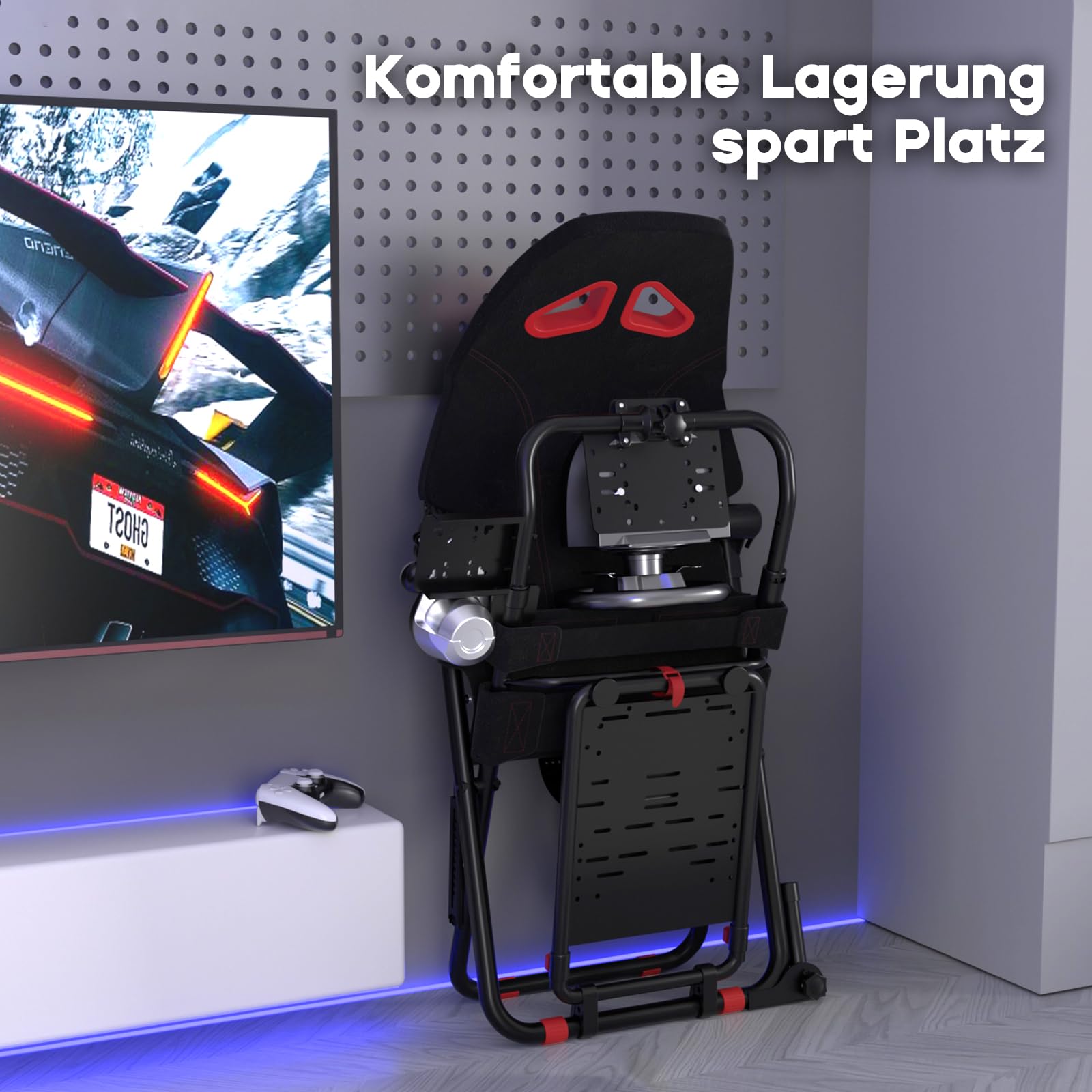 DIWANGUS Racing Seat, Support de Volant Pliant pour Logitech G923 G920 G29 G27 G25, Convient pour Thrustmaster T248X T248 T300Rs TX T150 PS4 PS5 Xbox 360 Xbox