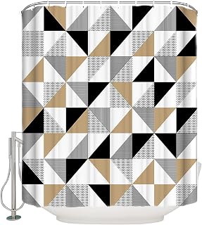 Fabric Shower Curtain,Diamond Abstract Geometric Triangle Modern Shape Shower Curtain for Bathroom 54Wx78H Inch Polyester 12 Pack Plastic Hooks