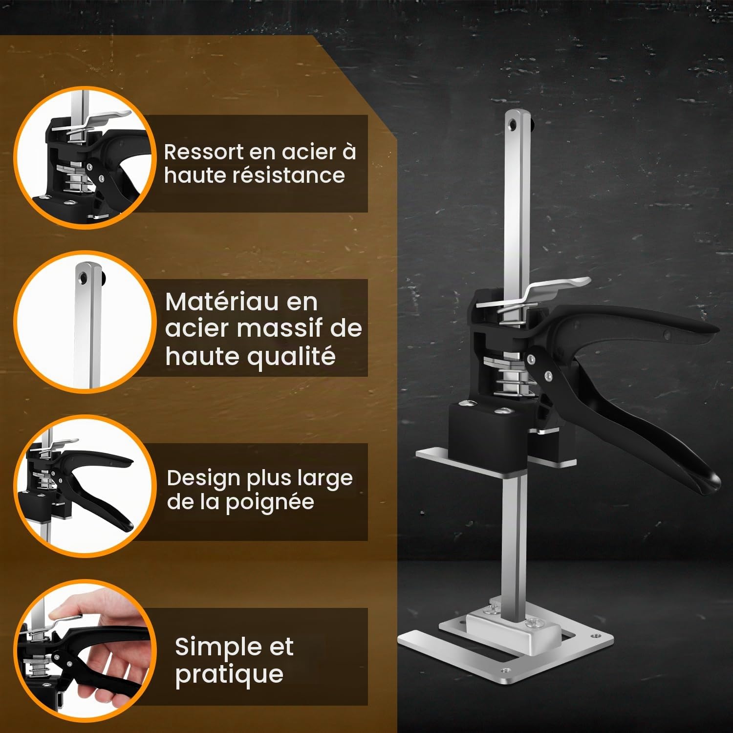 Ikodm - Lot de 2 leviers à main économes de travail - Bras de 30 cm - Jusqu'à 240 kg - Outil de levage pour carrelage - Réglable en hauteur pour plaques de plâtre, plaques de porcelaine, meubles.