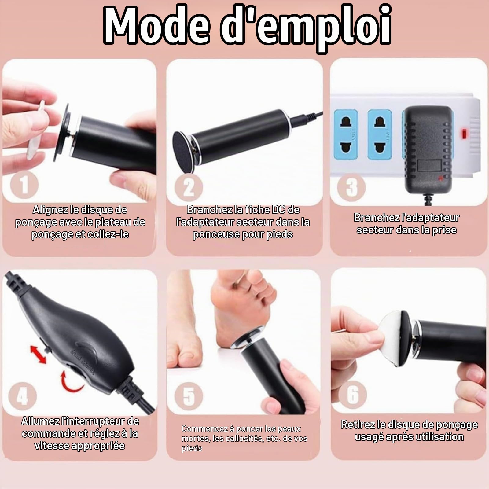 Honey Glow Pied, Mielle Ponceuse Pied, Rape Pieds Électrique, Avec 60 Tampons Glide Pour Éliminer Efficacement Et Sans Douleur Les Callosités,honeyglow kit beauté pieds