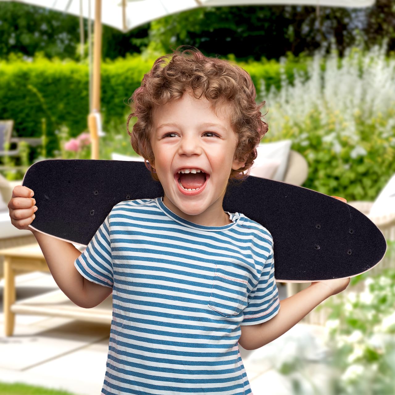 MalPlay Skateboard Holz Leuchtende LED-Räder Deck 71cm Funboard Holzboard Gummi ab 6 Jahren bis 100 kg