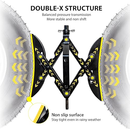 Miniatura 2 de SKYFISH Estabilizador de neumáticos de doble X Chock de estructura de acero, más estable con alfombrilla de goma antivibración para caravana,