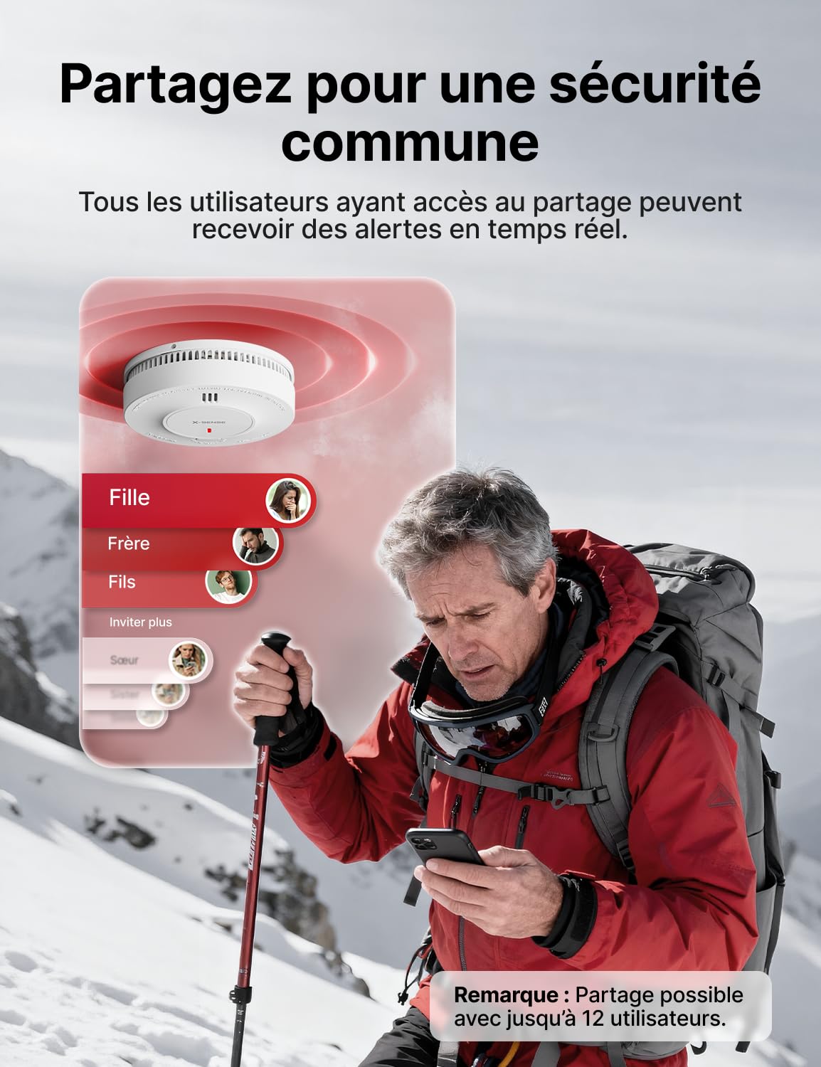 X-Sense Détecteur de Fumée Connecté, Batterie Intégrée 10 Ans avec Station de Base SBS50, Fonction avec l’Appli, Compatible avec l’Application X-SENSE Home Security, SD19-MN61