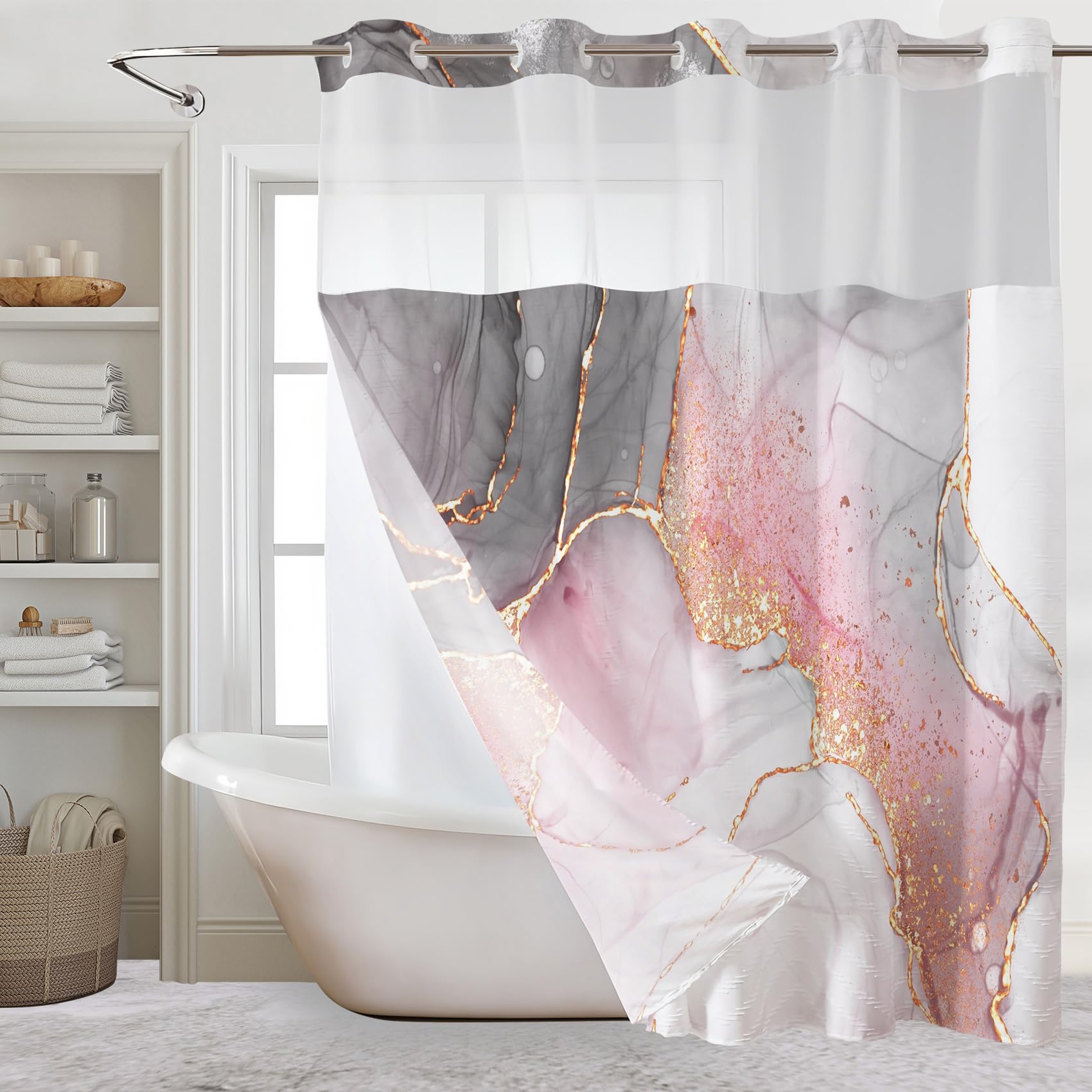Rideau de douche anti moisissure sans crochet facile à laver