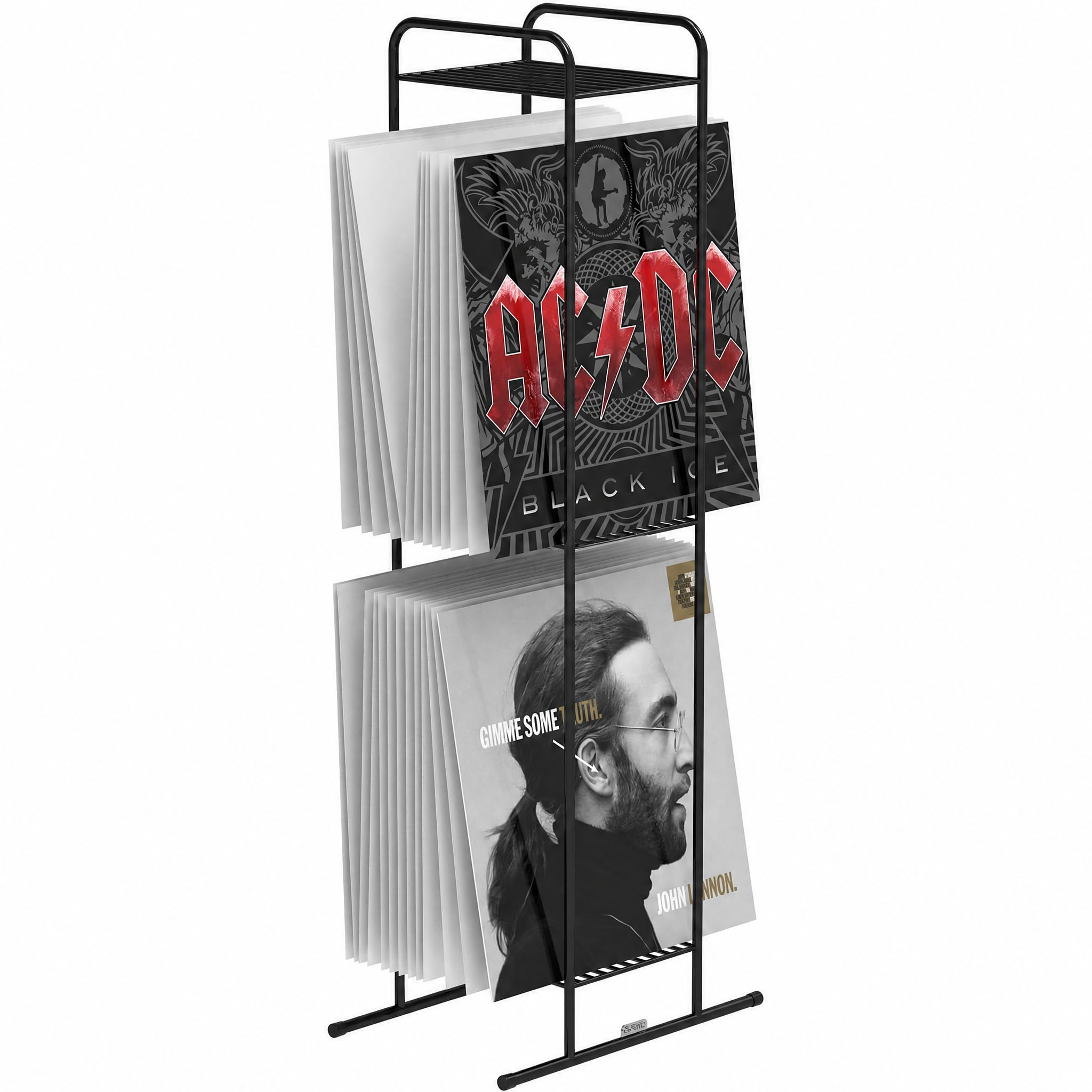 Zomo VS-Rack Vinya 100 Vinylständer – 300 x 190 x 805 mm - Schwarz - 2 Ebenen Plattenregal aus Stahl – bis 100 LPs – Moderner Schallplattenständer mit stabilem Standfuß