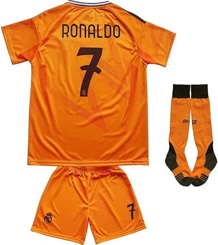 LeenBD Ronaldo No #7 Away Madrid - Juego de calcetines y camiseta de fútbol para niños, tallas juveniles, Azul