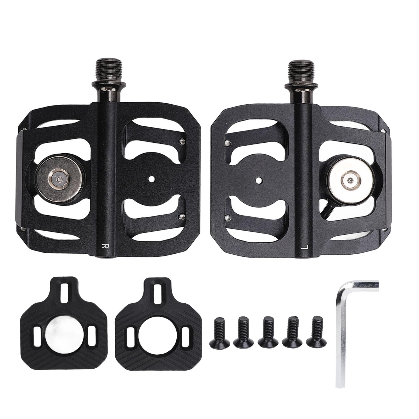 Pedales de bicicleta con rodamiento DU sellado, pedales de plataforma plana de aleación de aluminio con eje de acero y interfaz roscada universal